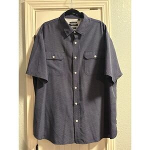 Kenneth Cole NY Navy Micro Dot Stretch Shirt 2XL Regular Fit Short Sleeve Button